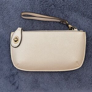 JOY SUSAN Mini Crossbody Wristlet Clutch Metallic Pearl EUC